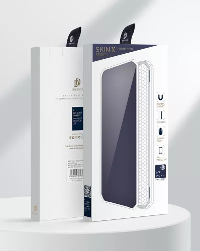 Apple iPhone 12 Pro Max - Dux Ducis Skin X mágneses oldalra nyíló tok, Sötétkék