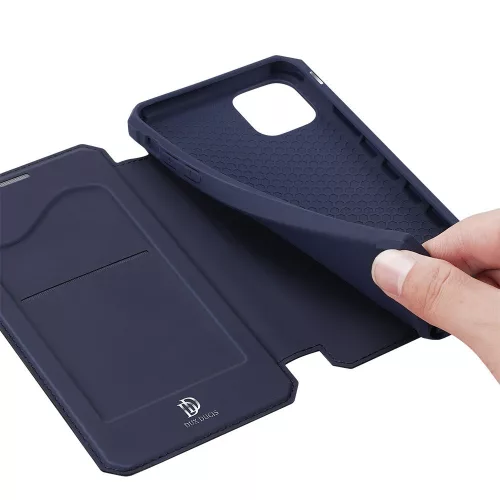 Apple iPhone 12 Pro Max - Dux Ducis Skin X mágneses oldalra nyíló tok, Sötétkék