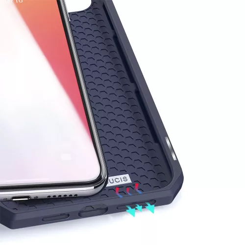 Apple iPhone 12 Pro Max - Dux Ducis Skin X mágneses oldalra nyíló tok, Sötétkék