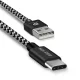 Dux Ducis K-ONE Usb / Type C kábel, nejlonborítás, 2m, 2,1A, fekete