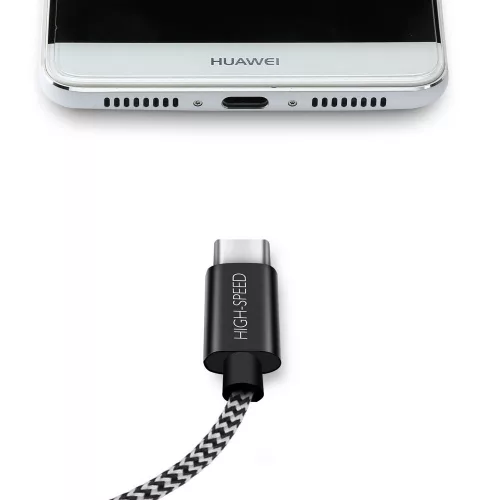 Dux Ducis K-ONE Usb / Type C kábel, nejlonborítás, 2m, 2,1A, fekete