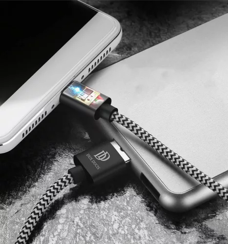 Dux Ducis K-ONE Usb / Type C kábel, nejlonborítás, 2m, 2,1A, fekete