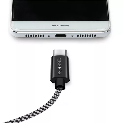 Dux Ducis K-ONE Usb / Type C kábel, nejlonborítás, 2m, 2,1A, fekete