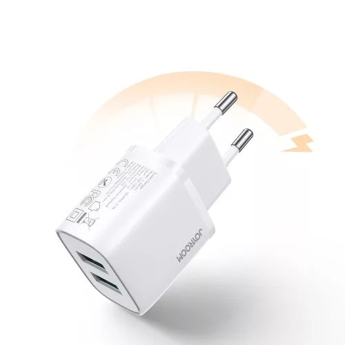 Joyroom L-2A101 hálózati töltő, 2x USB, 2,1A - L-2A101, Fehér