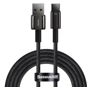   Baseus Tungsten USB / Type-C adat és töltőkábel, 66W/6A, 2m - CATWJ-C01, Fekete