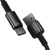 Baseus Tungsten USB / Type-C adat és töltőkábel, 66W/6A, 2m - CATWJ-C01, Fekete