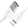 Baseus Superior USB / Lightning adat és töltőkábel, 2,4A, 25cm - CALYS-02, Fehér