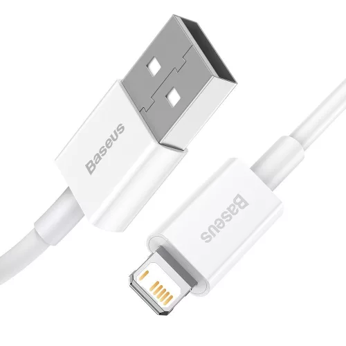 Baseus Superior USB / Lightning adat és töltőkábel, 2,4A, 25cm - CALYS-02, Fehér