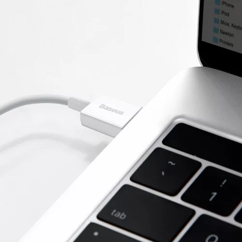 Baseus Superior USB / Lightning adat és töltőkábel, 2,4A, 25cm - CALYS-02, Fehér
