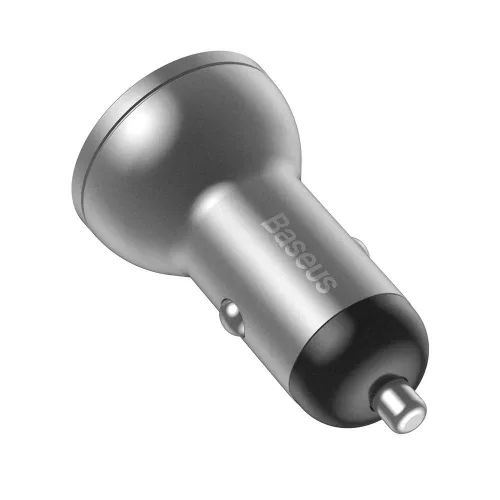 Baseus Digital Display Dual USB autóst szivargyújtős telefontöltő 4.8A 24W (CCBX-0s) ezüst