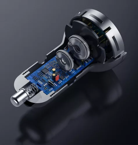 Baseus Digital Display Dual USB autóst szivargyújtős telefontöltő 4.8A 24W (CCBX-0s) ezüst