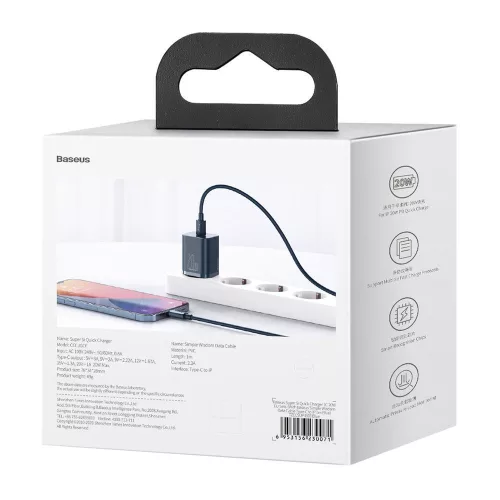 Baseus Super Si 1C hálózati töltő, Type-C, 20W/3A - CCSUP-B03, Kék