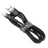 Baseus Cafule USB / Lightning adat és töltőkábel, 2,4A, 50cm - CALKLF-AG1, Fekete/Szürke