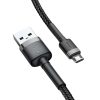 Baseus Cafule USB / Micro USB adat és töltőkábel, 1,5A, 2m - CAMKLF-CG1, Fekete/Szürke