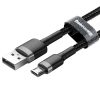 Baseus Cafule USB / Micro USB adat és töltőkábel, 1,5A, 2m - CAMKLF-CG1, Fekete/Szürke