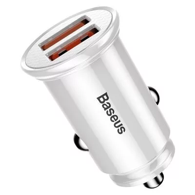 Baseus Circular szivargyújtó töltő / autós töltő 2 x USB aljzat (4.5V / 5000mA, QC 3.0, gy