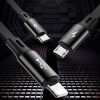 Baseus Golden Loop 3 az 1-ben hosszabbítható kábel USB - micro USB / Lightning / USB-C 3.5A 35cm - 120cm fekete (CAMLT-JH01)