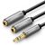 Ugreen 3,5 mm mini jack AUX splitter adapter kábel 20cm, Ezüst