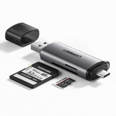 Ugreen USB-C - USB-A átalakító, micro sd és sd kártyaolvasó, szürke