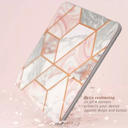 Apple iPad Air 2020 (iPad Air 4) Supcase Cosmo ütésálló flip tablet tok, Rózsaszín/Márvány minta
