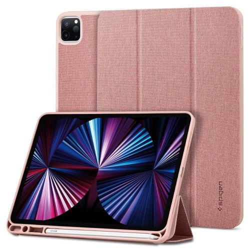 Apple iPad Pro 11 (2020/2021) Spigen Urban Fit farmer hatású flip tablet tok, Rozéarany