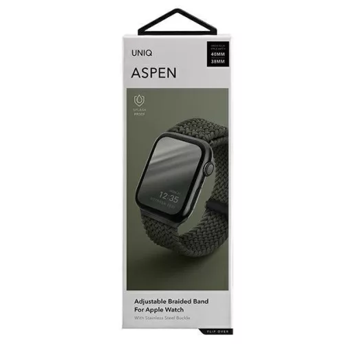 Apple Watch 1 - 6 / SE (38/40mm) / 7 (41mm) Uniq Aspen - okosóra szíj, Szövet, Zöld