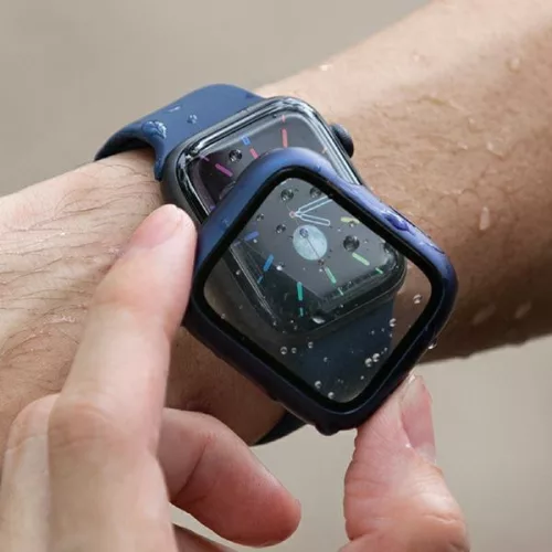 Apple Watch 4-6 / SE (44mm) Uniq Nautic okosóra tok beépített üvegfóliával, Piros
