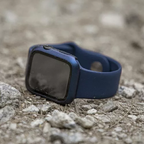 Apple Watch 4-6 / SE (44mm) Uniq Nautic okosóra tok beépített üvegfóliával, Piros