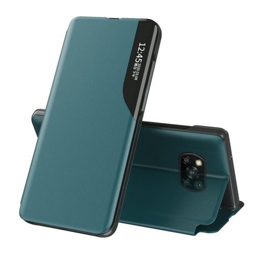 Xiaomi Poco X3 NFC Eco Leather View oldalra nyíló aktív flip telefontok, Zöld