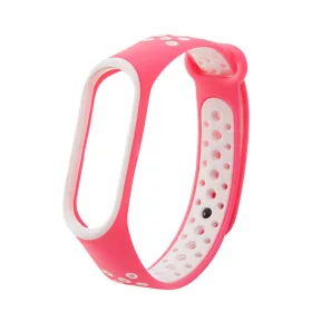   Xiaomi Mi Band 3 / 4 Silicone Strap Dots okosóra szíj, szilikon, Rózsaszín/Fehér