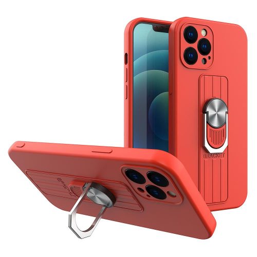 Ring Case szilikon tok ujjfogással és állvánnyal Xiaomi Redmi 9 piroshoz