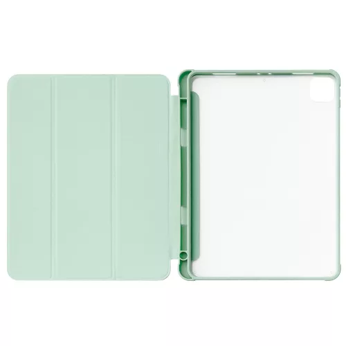 Apple iPad Pro 12.9 (2021) Stand Tablet Smart Cover flip trifold tablet tok, Világoszöld