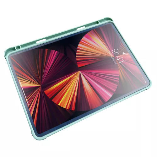 Apple iPad Pro 12.9 (2021) Stand Tablet Smart Cover flip trifold tablet tok, Világoszöld