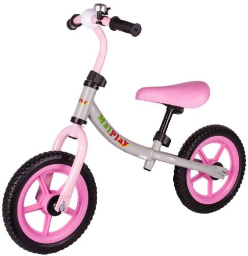 Balance Bike gyermek kerékpár, 2-5 éves korig, max 30kg-ig, Szürke/Rózsaszín