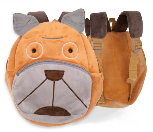 Gyermek plüss hátizsák kutya mintával, 24x7,5x18,5cm, Barna