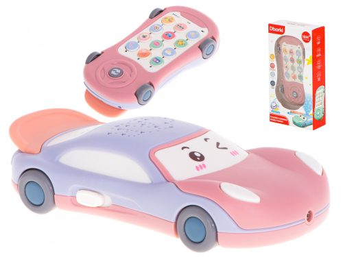 Bébijáték autó és telefon formával, csillagprojektorral, Rózsaszín