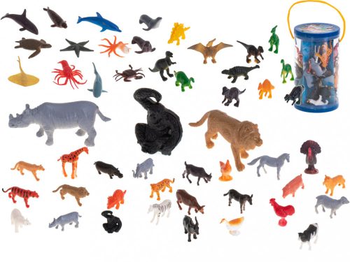 48db-os játék állat figura készlet (dinoszauruszok, haszonállatok, szafari és tengeri állatok)