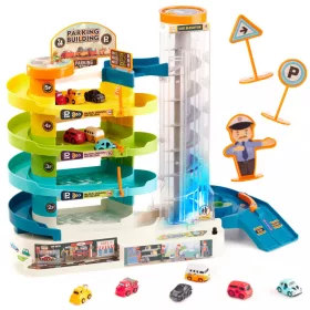   OEM 4 emeletes parkolóház elektromos lifttel, 6 autóval, 33 x 13,5 x 30,5 cm