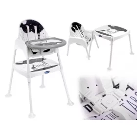   OEM 3in1 bébi etetőszék asztallal, 45x47,5 cm - 91 cm, Fehér/Szürke
