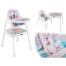   OEM 3in1 bébi etetőszék asztallal, 45x47,5 cm - 91 cm, Kék/Fehér