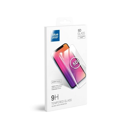 Apple iPhone 7 / 8 / SE (2020) Blue Star 5D Full Cover teljes kijelzős üvegfólia, fehér kerettel