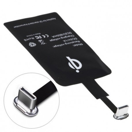 Qi adapter Type C vezeték nélküli töltő állomáshoz wireless adapter - fekete