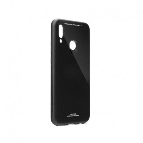 Huawei P Smart (2019) / Honor 10 Lite Forcell Glass műanyag telefontok edzett üveg hátlappal, Fekete