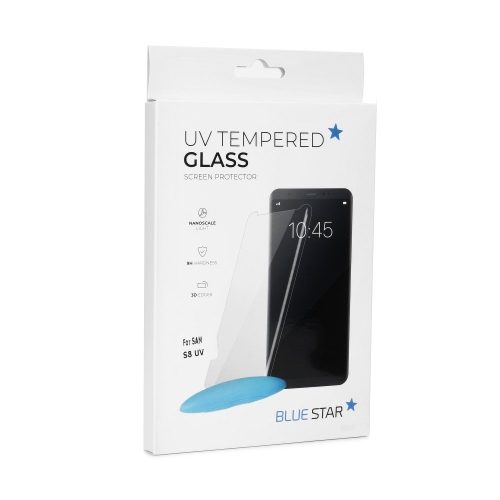 Samsung Galaxy S8+ (S8 Plus) Blue Star 3D UV Glass teljes kijelzős üvegfólia UV ragasztóval, átlátszó