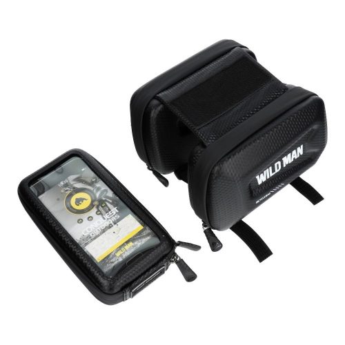 WILDMAN utazótáska kerékpárvázra cipzárral E6S 1,2L (4"-7") fekete