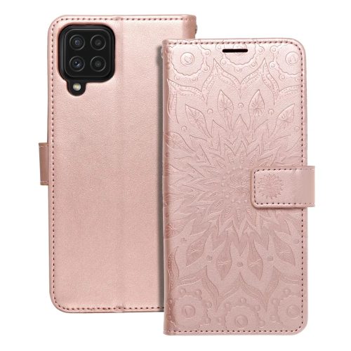 Samsung Galaxy A22 4G Mezzo Book elegáns oldalra nyíló műbőr telefontok mandala mintával, rózsaszín