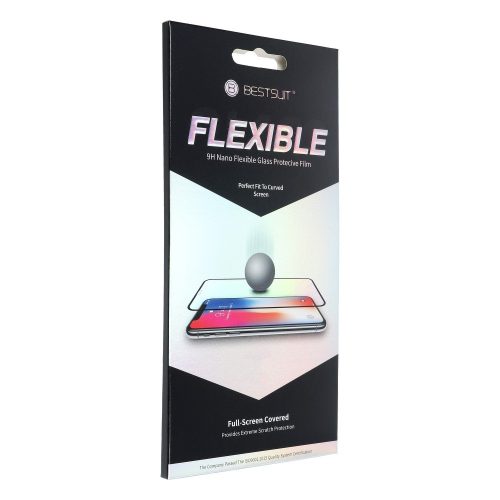 Apple iPhone 13 / 13 Pro Full Cover 5D Flexible Nano Glass flexibilis üvegfólia, Fekete keret