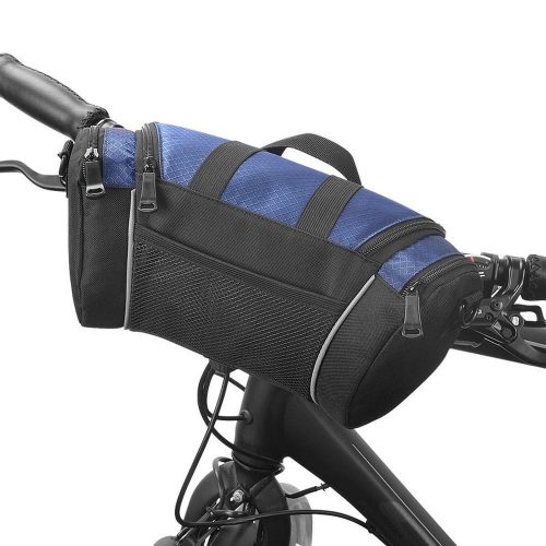 Kerékpáros telefon tartó, táska, kormányra rögzíthető, vízálló, fekete-kék, 5L, Sahoo (11494-B)