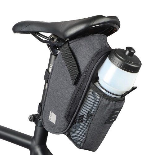 Kerékpáros mobiltelefon tartó, táska, vízálló, bicikli ülésre rögzíthető, palack tartóval, sötétszürke, 1,8L, Sahoo (131464-SA)
