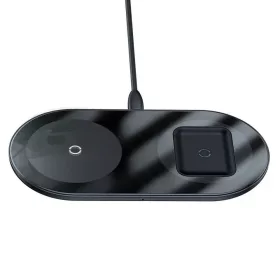   Baseus Simple 2 az 1-ben vezeték nélküli töltőpad, 18W, Qi, WXJK-01, fekete